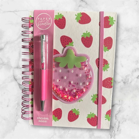 Paper Studio Other - Paper Studio Strawberry Themed Notebook with Pink Pen NEW